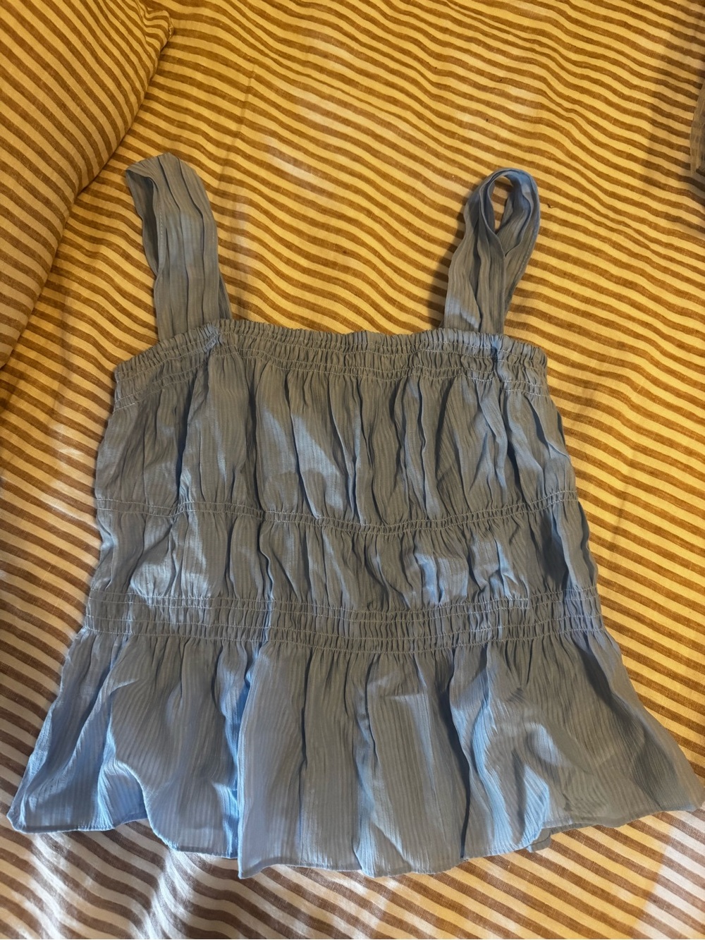 H&M Light Blue Smocked Ruffle Tank Top